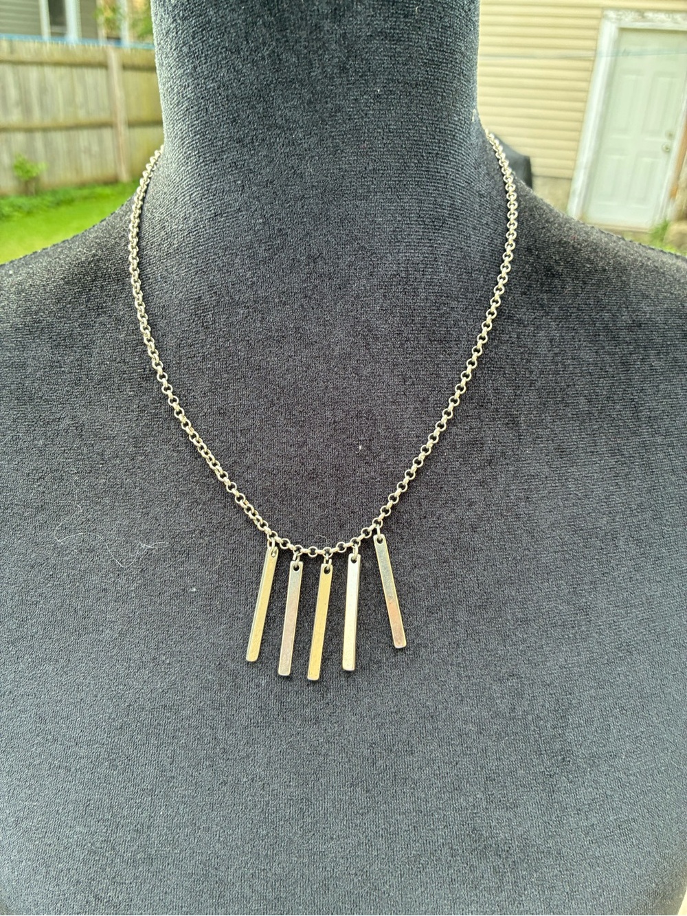 Gold Bar Fringe Pendant Necklace - Women's Jewelry